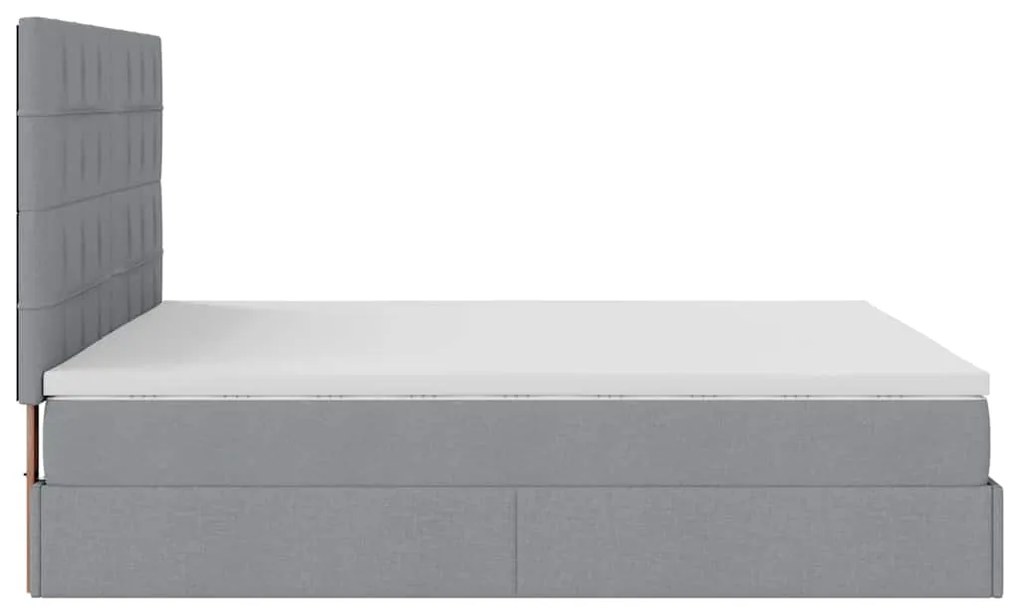 Estrutura cama otomana colchão 160x200 cm tecido cinzento claro