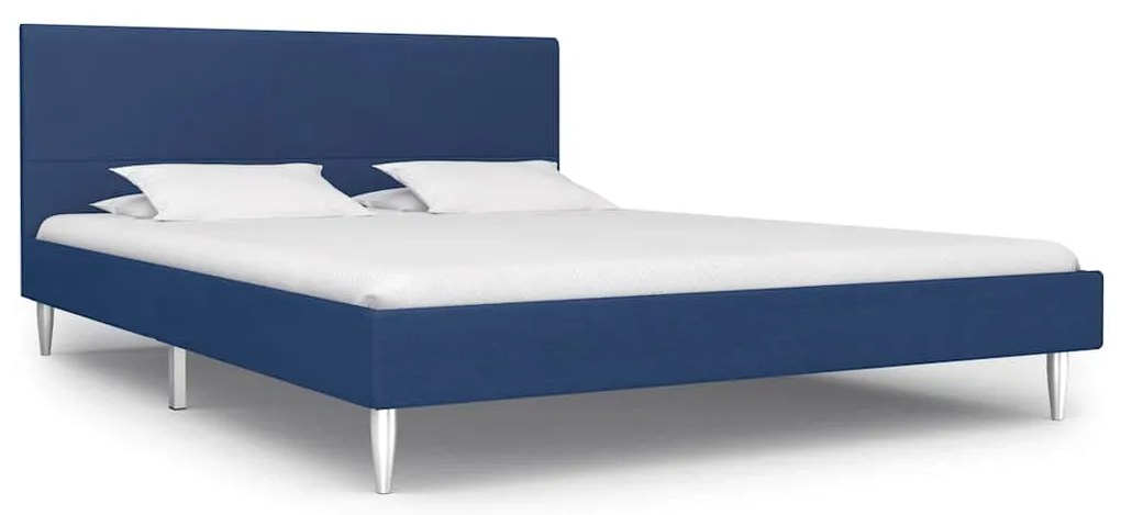 vidaXL Estrutura de cama sem colchão 150x200 cm tecido azul