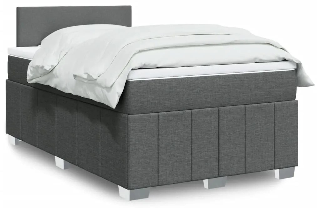 vidaXL Cama com molas/colchão 120x200 cm tecido cinzento-escuro