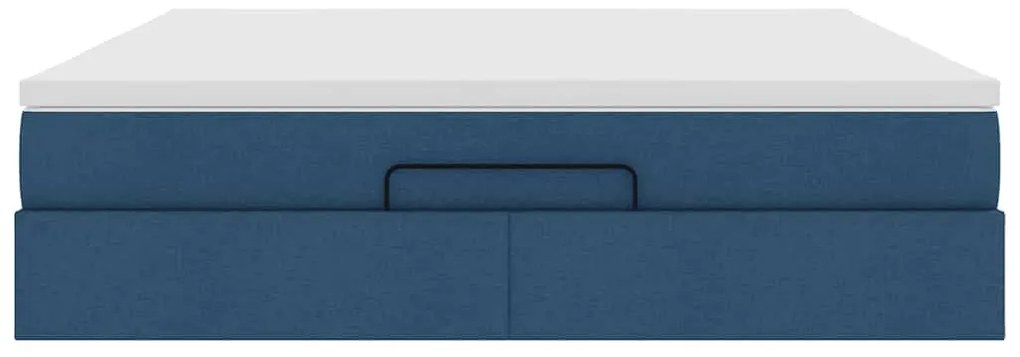 Estrutura de cama otomana vidaXL com tecido azul colchão 180x200cm