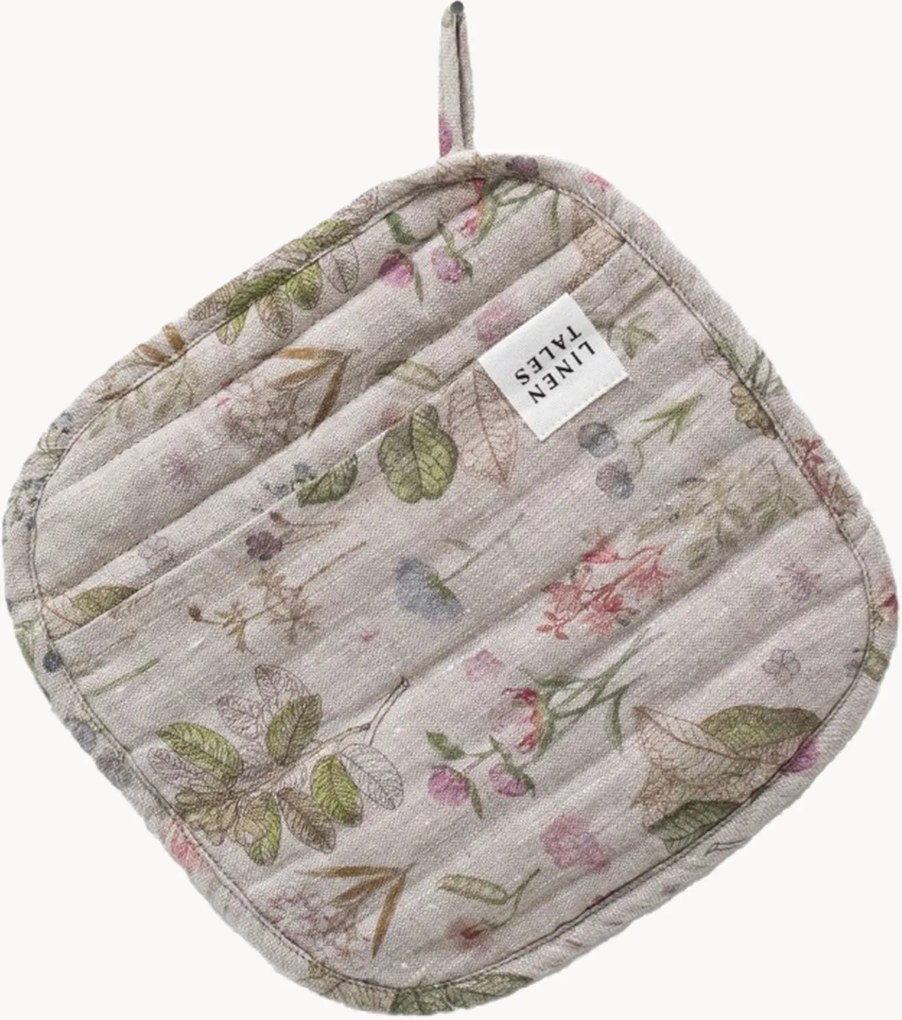 Suporte de panela em linho artesanal Botany on Light