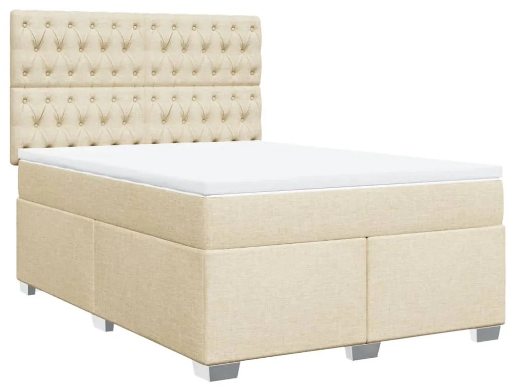 Cama com molas/colchão 140x200 cm tecido cor creme