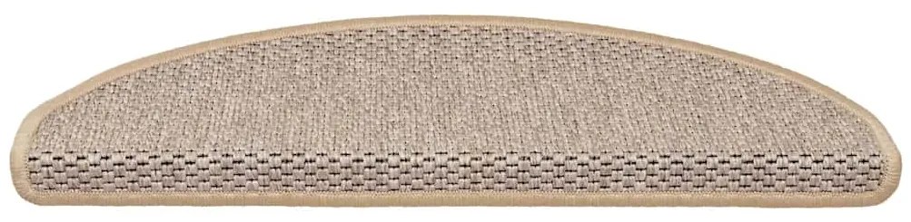 Tapetes escada adesivos aspeto sisal 15pcs 65x21x4cm bege-claro