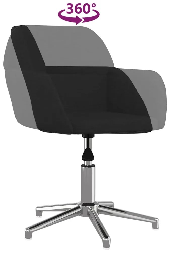 Cadeiras de jantar giratórias 2 pcs tecido preto
