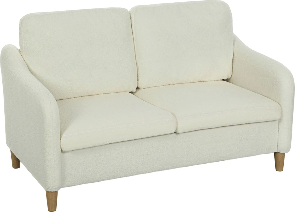 HOMCOM Sofá 2 lugares pequena couch com aparência Sherpa-Fleece 137 cm para sala de estar creme branco | Aosom Portugal