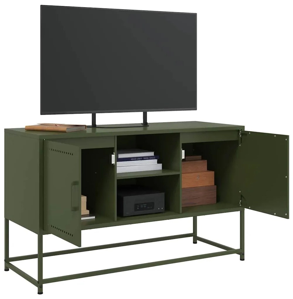 Móvel de TV 100,5x39x60,5 aço verde azeitona