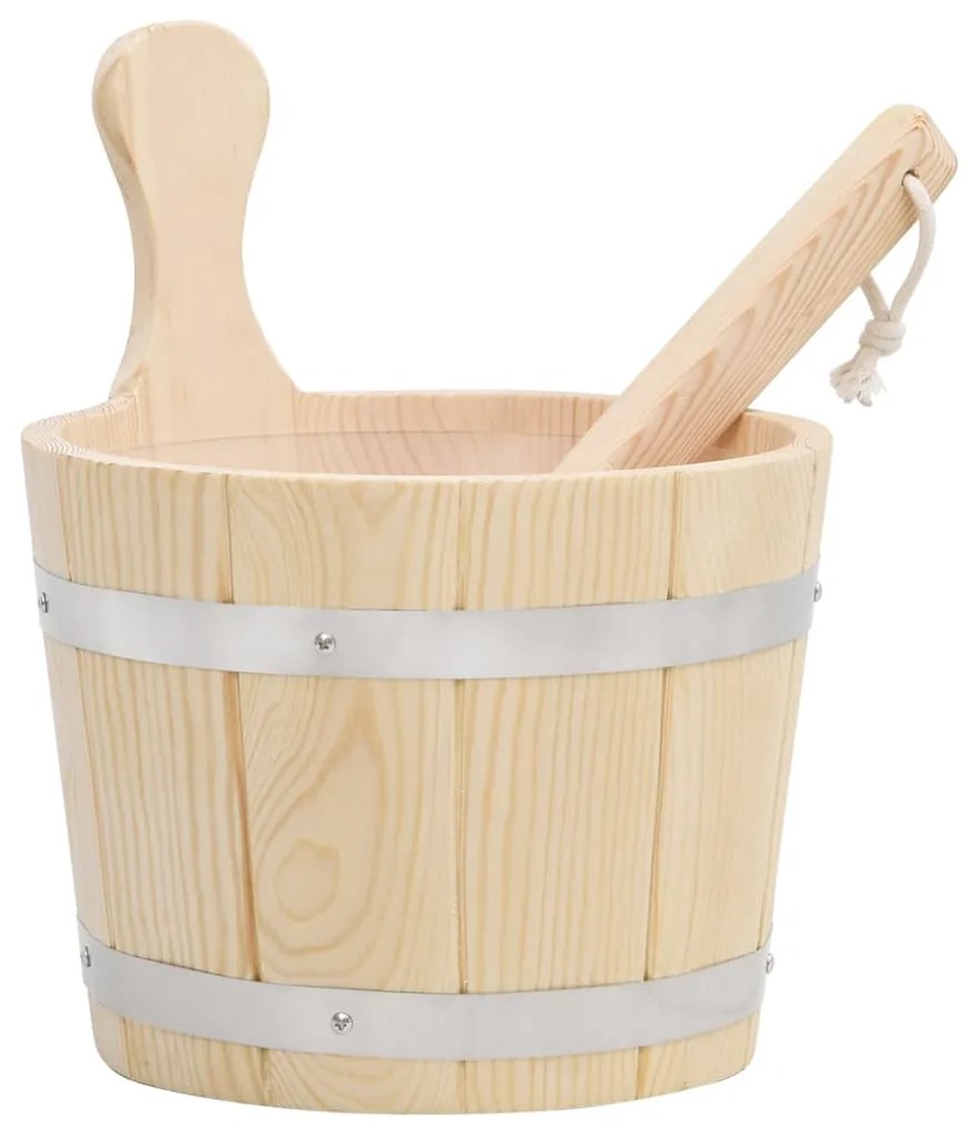 51692 vidaXL Conjunto de balde e concha de sauna madeira de pinho maciça