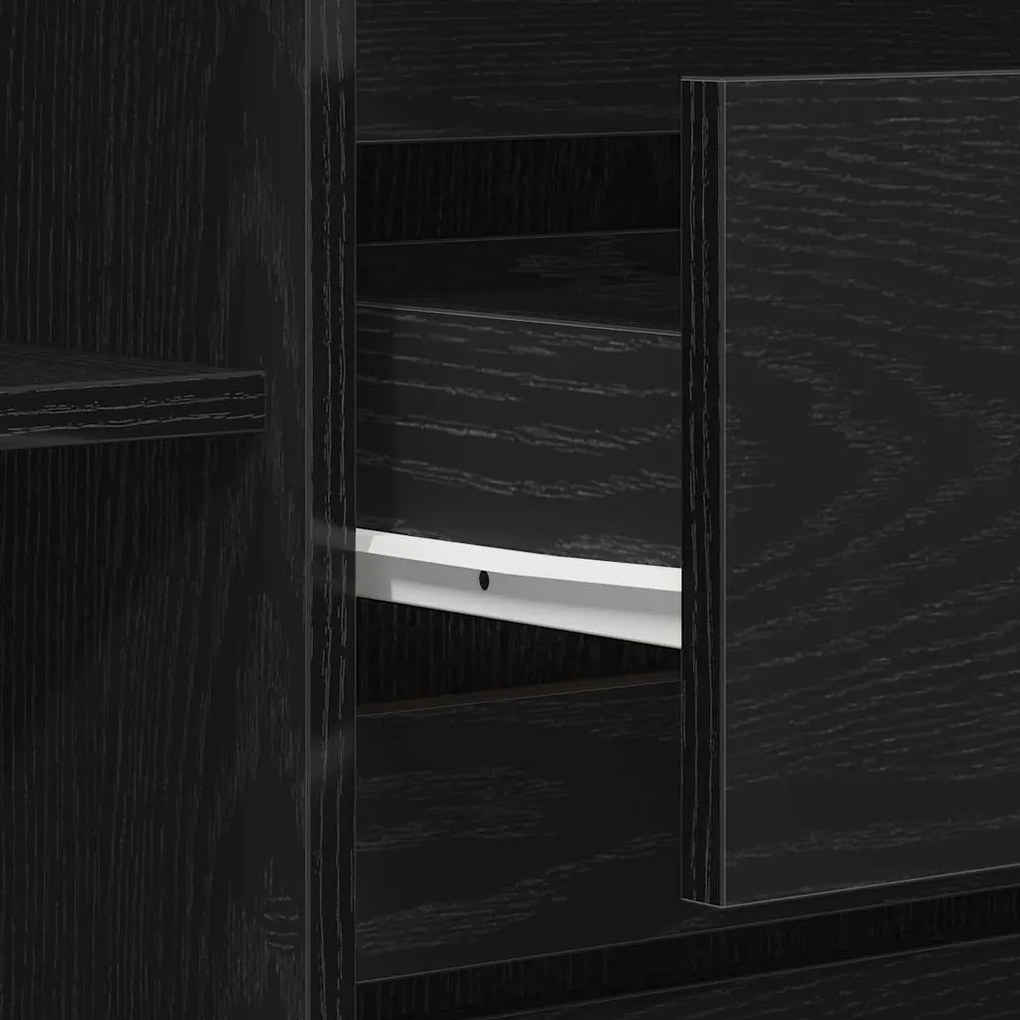 Sideboard Preto Carvalho 120x41x75 cm Madeira de Engenharia