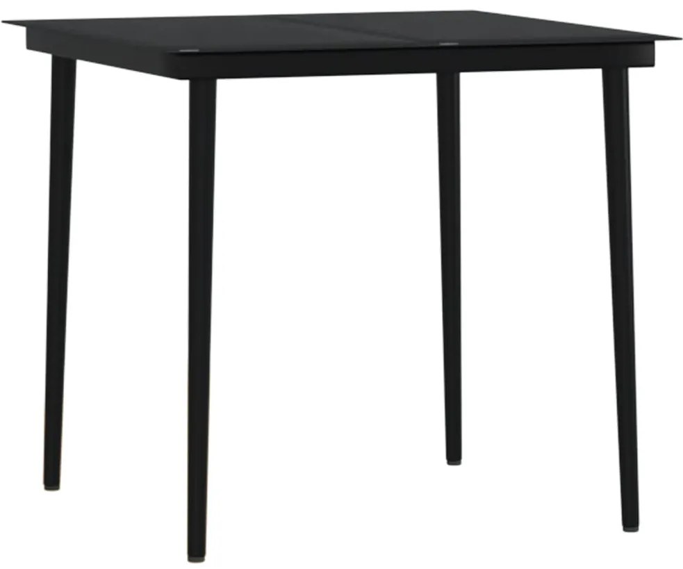 3 pcs conjunto de jantar para jardim com almofadões preto