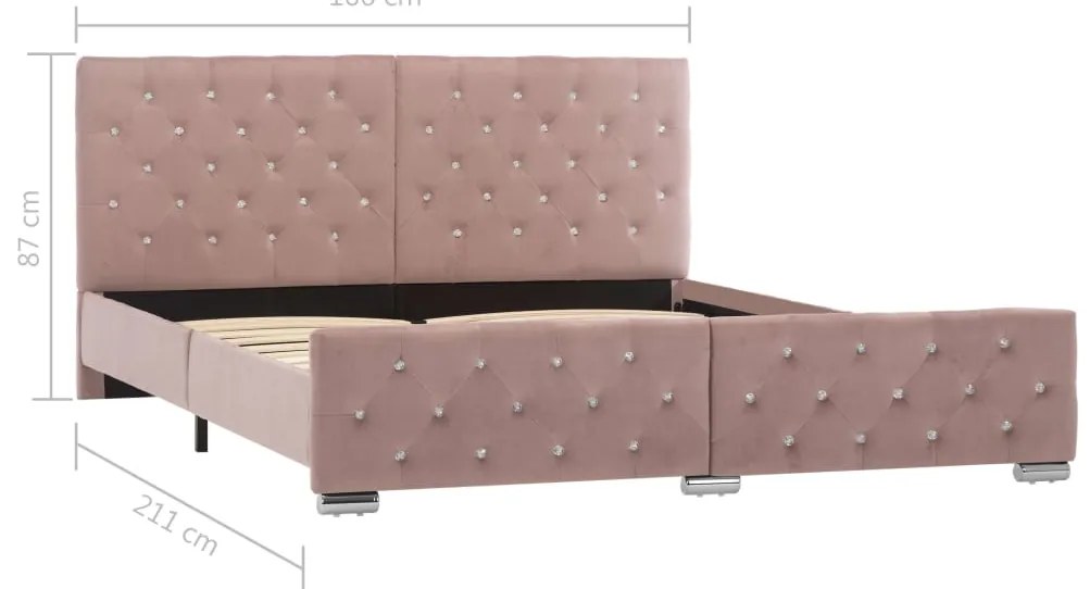 Estrutura de cama 160x200 cm veludo rosa