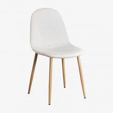Cadeira De Jantar Em Veludo Glamm Crema Linho & Madeira Natural - Sklum