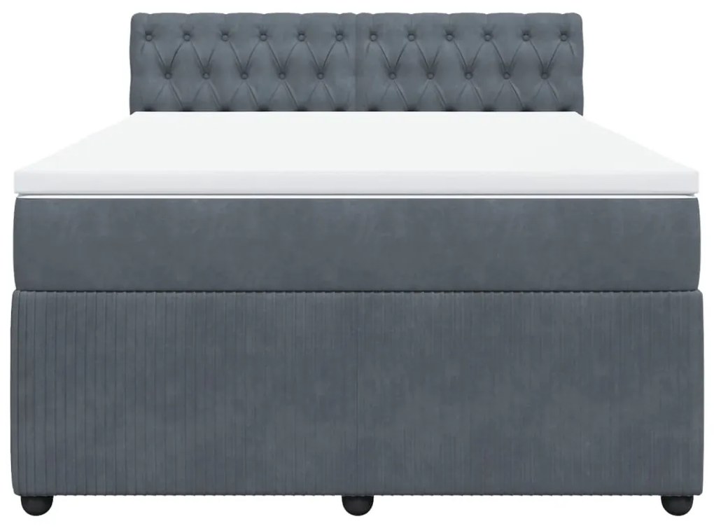 Cama com molas/colchão 140x200 cm veludo cinzento-escuro