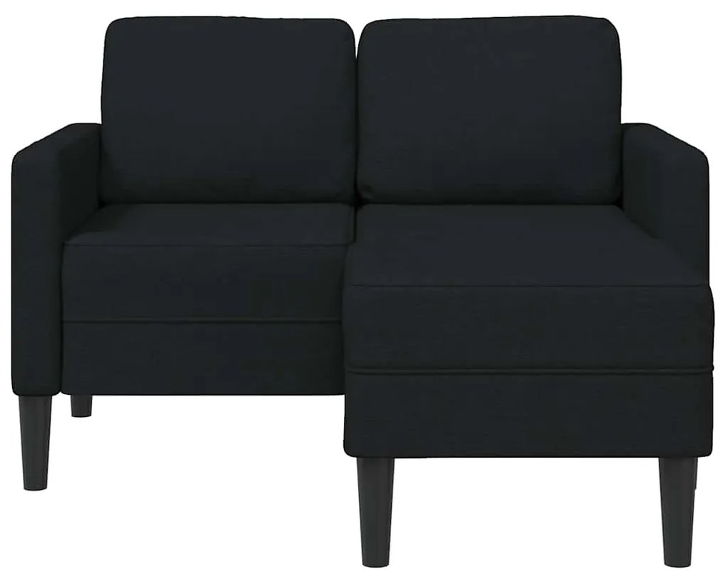 Sofá 2 lugares com Chaise em L 125 cm tecido preto