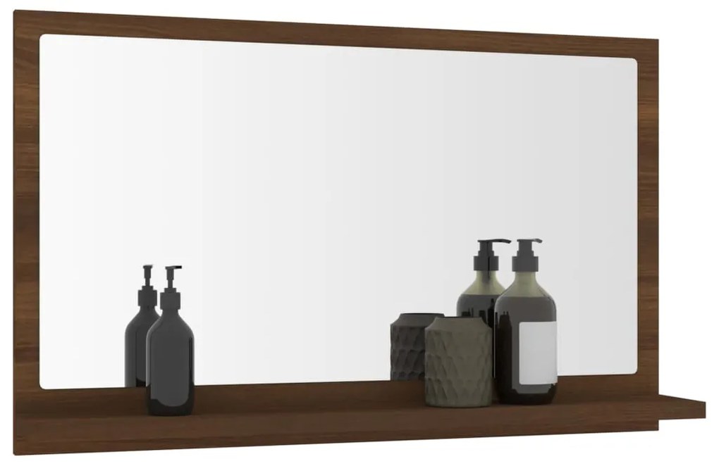 Espelho WC 60x10,5x37 cm derivados de madeira carvalho castanho