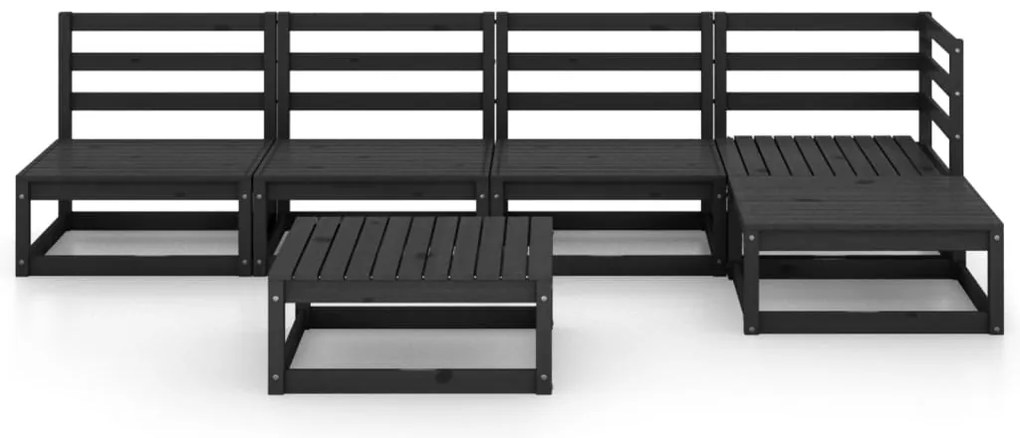 5 pcs conjunto lounge de jardim pinho maciço preto