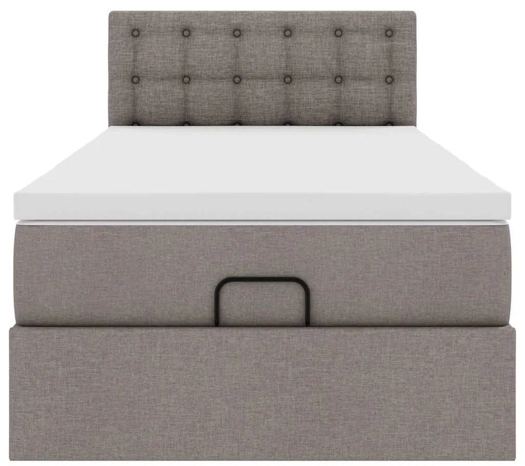 Cama otomana com colchão 100x200 cm tecido cinza