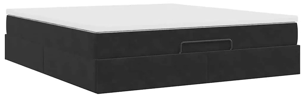Estrutura de cama otomana com colchão 160x200 cm veludo preto