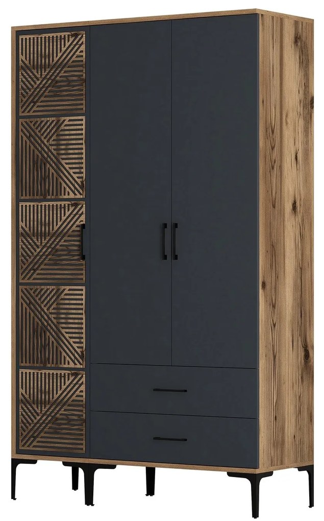 Guarda-roupa Kumsal PT – Nogueira/Antracite – 120x47,5x201,4 cm