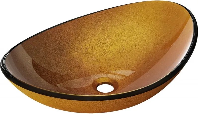 Mexen Sonia lavatório de vidro de bancada 54 x 37 cm, dourado - 24145450