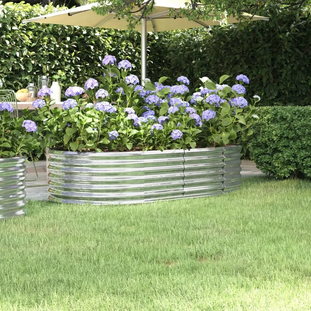 318917 vidaXL Canteiro elevado jardim 152x80x36cm aço revestido a pó prateado