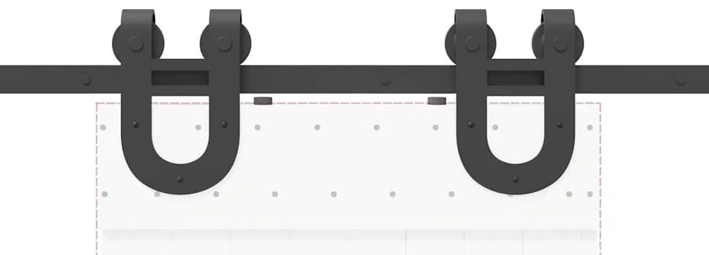 Kit de ferragens para porta deslizante 183 cm aço preto