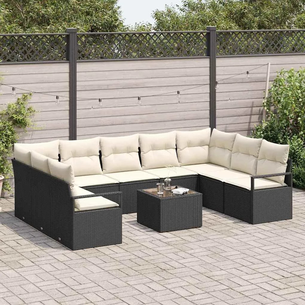 Conjunto de sofá de jardim de 9 peças da com almofadas marrons de ratt