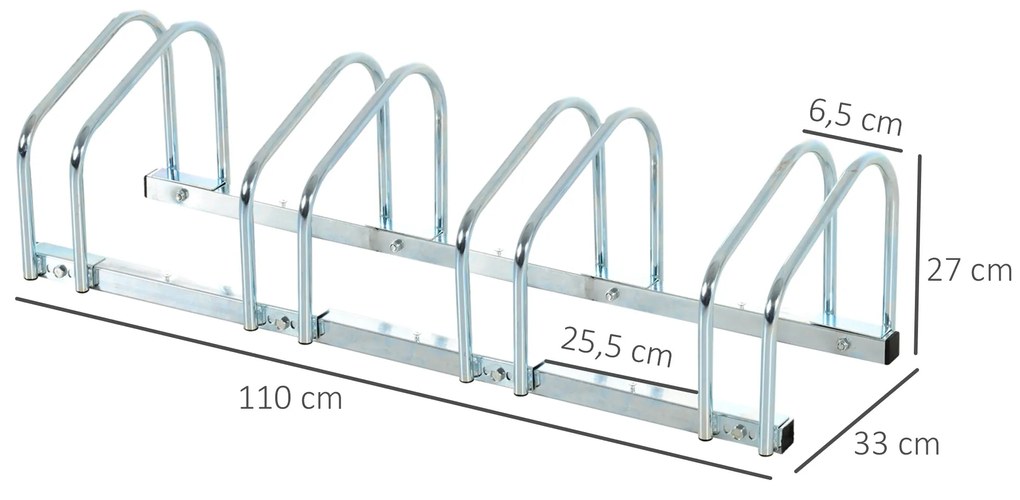 HOMCOM Estacionamento para 4 Bicicletas Suporte de Aço para Estacionar