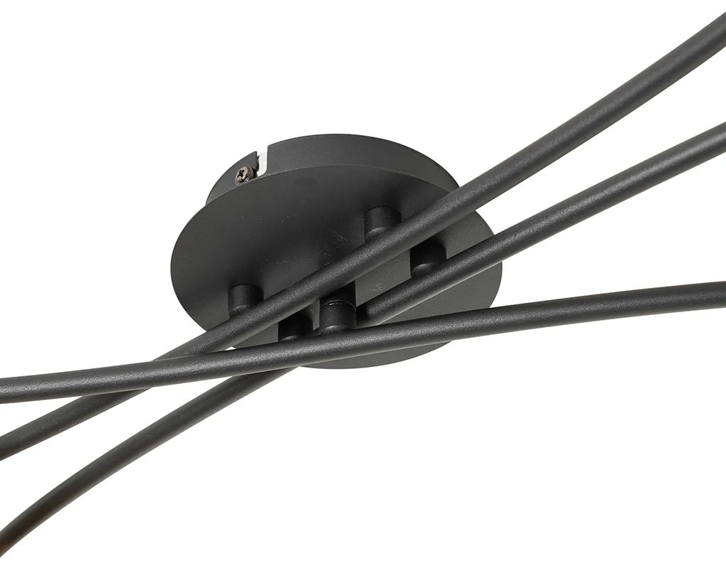 Candeeiro de teto moderno preto com dourado 6 luzes - Lofty Moderno
