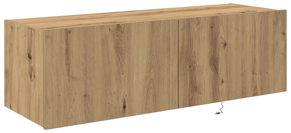 Armário de TV vidaXL com luzes LED Carvalho Artesanal 100x35x31 cm