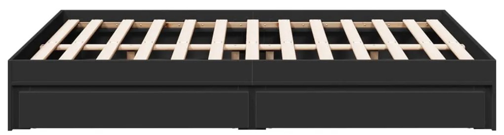 Estrutura de cama c/ gavetas 140x200 cm derivados madeira preto