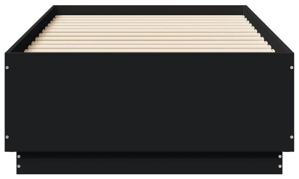 Estrutura de cama c/ luzes LED 90x190cm derivados madeira preto