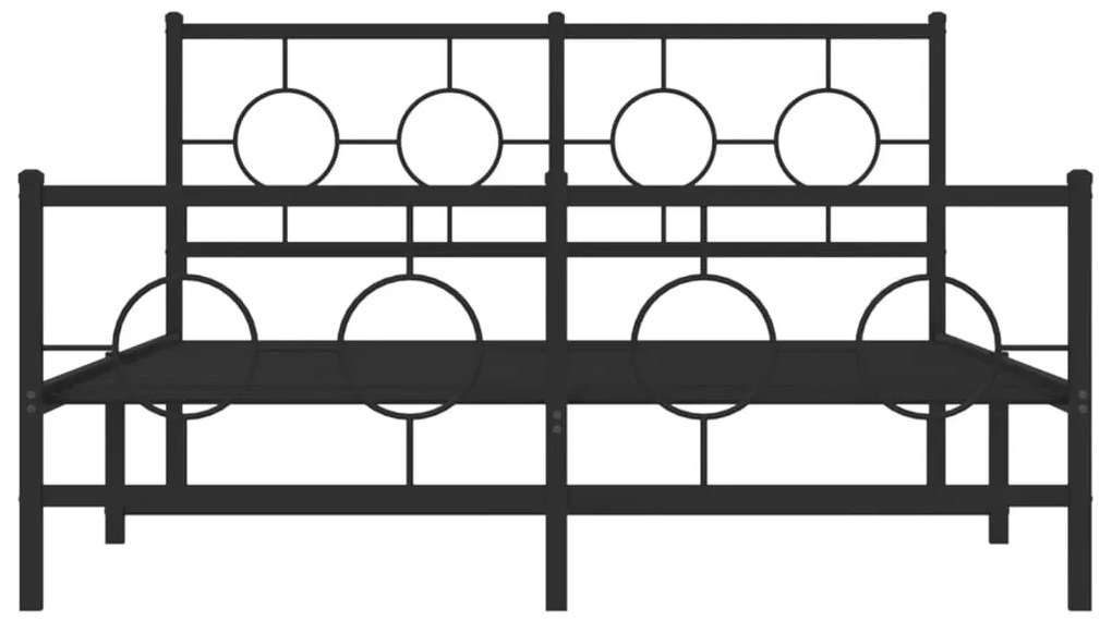 Estrutura de cama com cabeceira e pés 140x200 cm metal preto