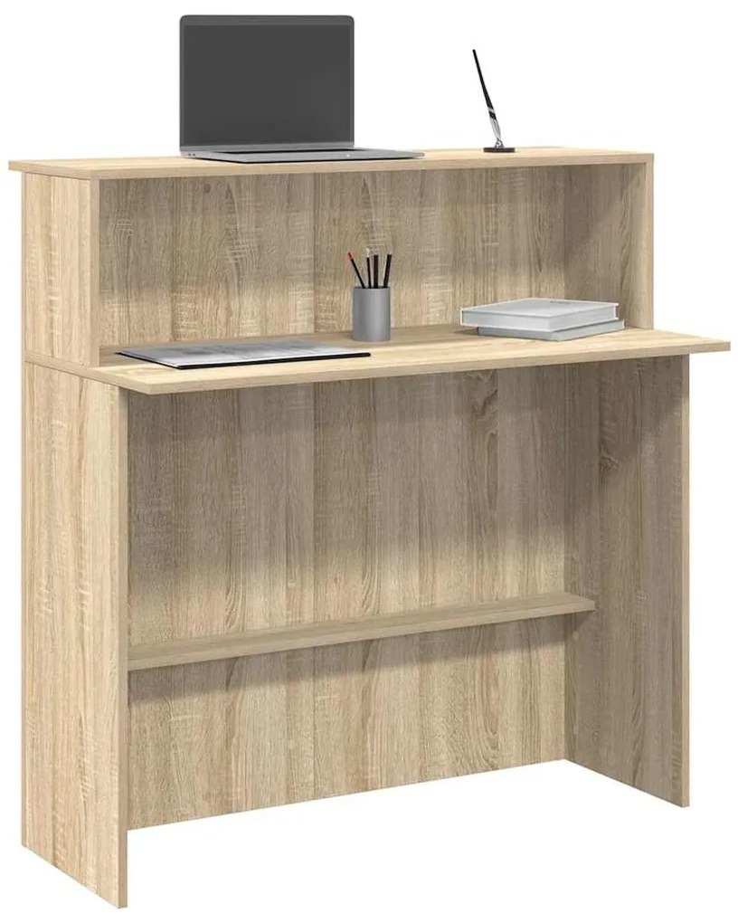 vidaXL Balcão recepção 100x50x103,5 cm deriv. madeira carvalho sonoma
