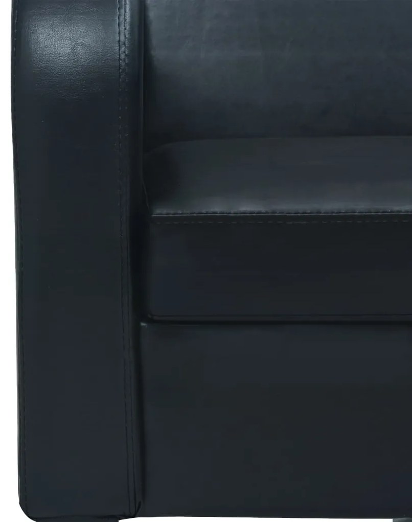 Conjunto de sofás 2 pcs couro artificial preto