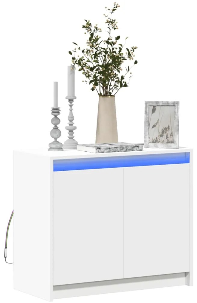 Aparador c/ luzes LED 72x34x61 cm derivados de madeira branco