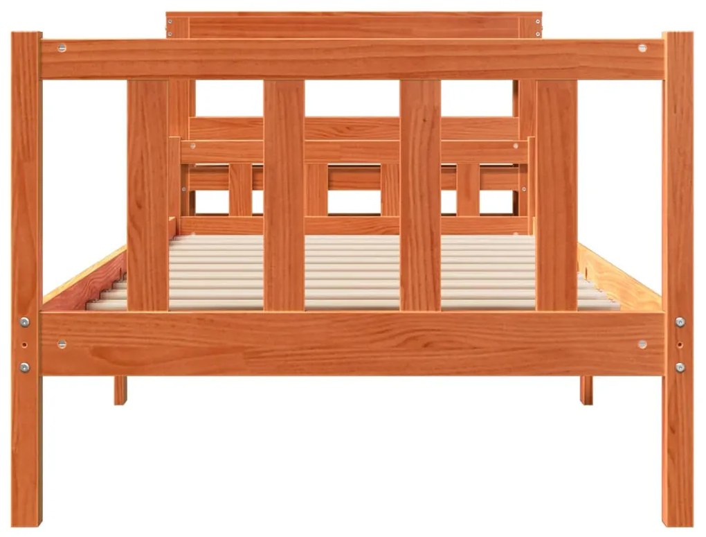 Estrutura cama c/ cabeceira 90x190 cm pinho maciço castanho-mel