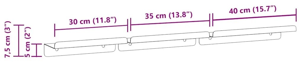 Prateleiras de parede 3 pcs aço inoxidável prateado