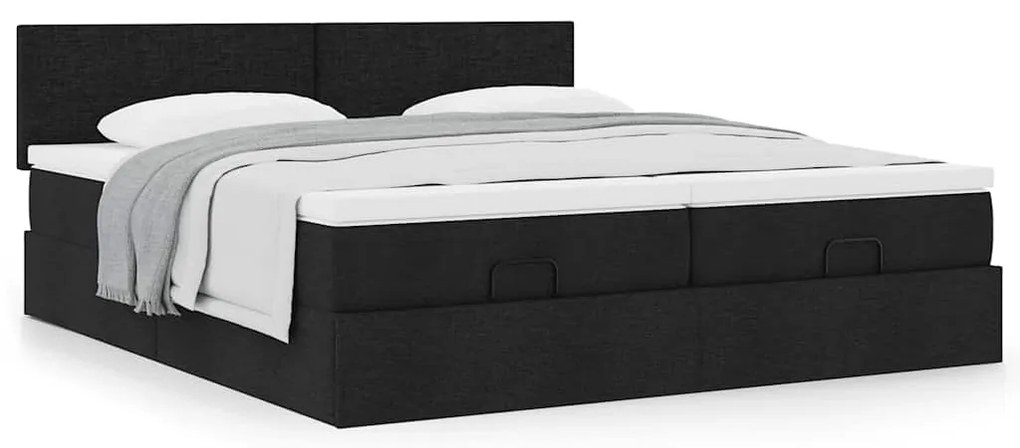 63 / 5,000vidaXL Estrutura de cama otomana com colchões tecido preto