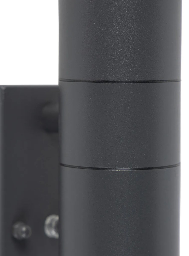 Conjunto de 2 candeeiros de parede para exterior cinzento escuro 2 luzes sensor crepuscular - Duo Moderno