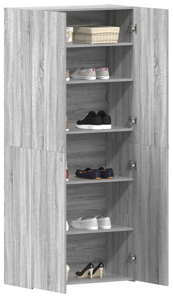 Cabide de Sapatos Cinza Sonoma 80x35,5x180 cm Madeira Engineered