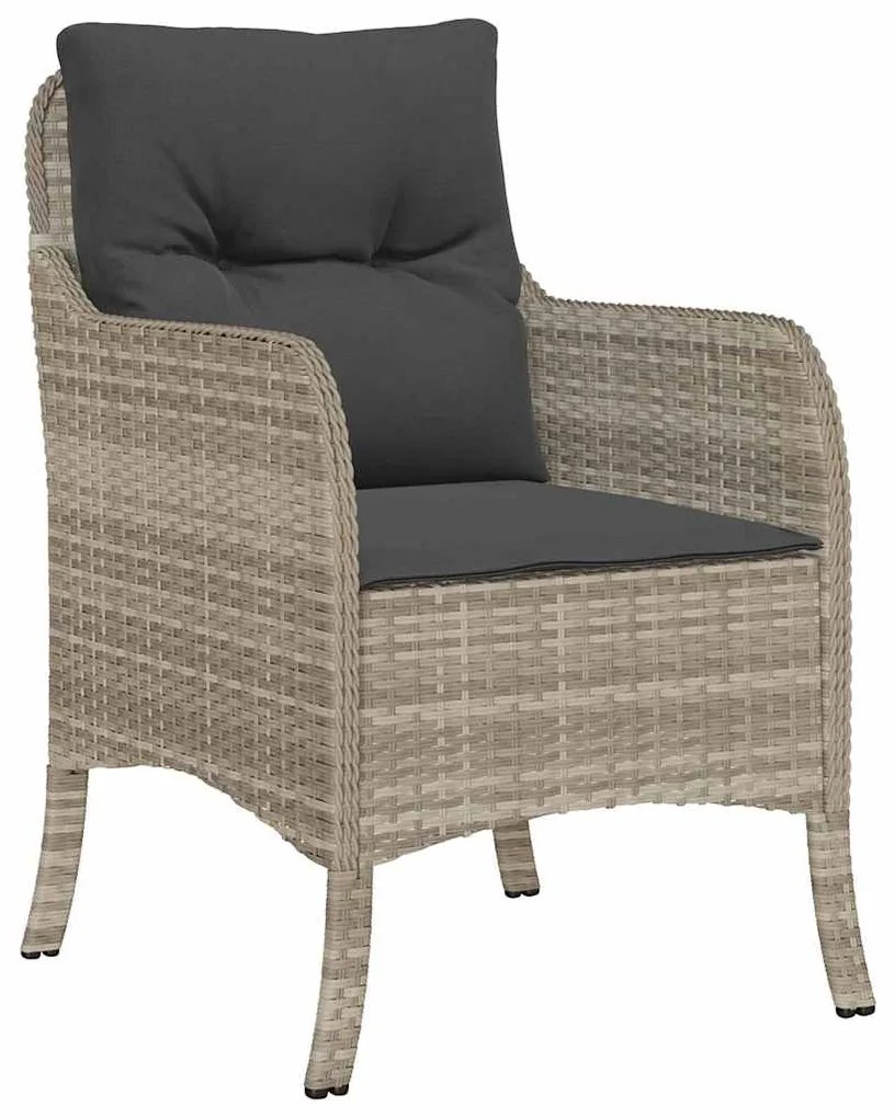 Conjunto de Jantar de Jardim 7 Peças com Almofadas Cinza Claro Rattan