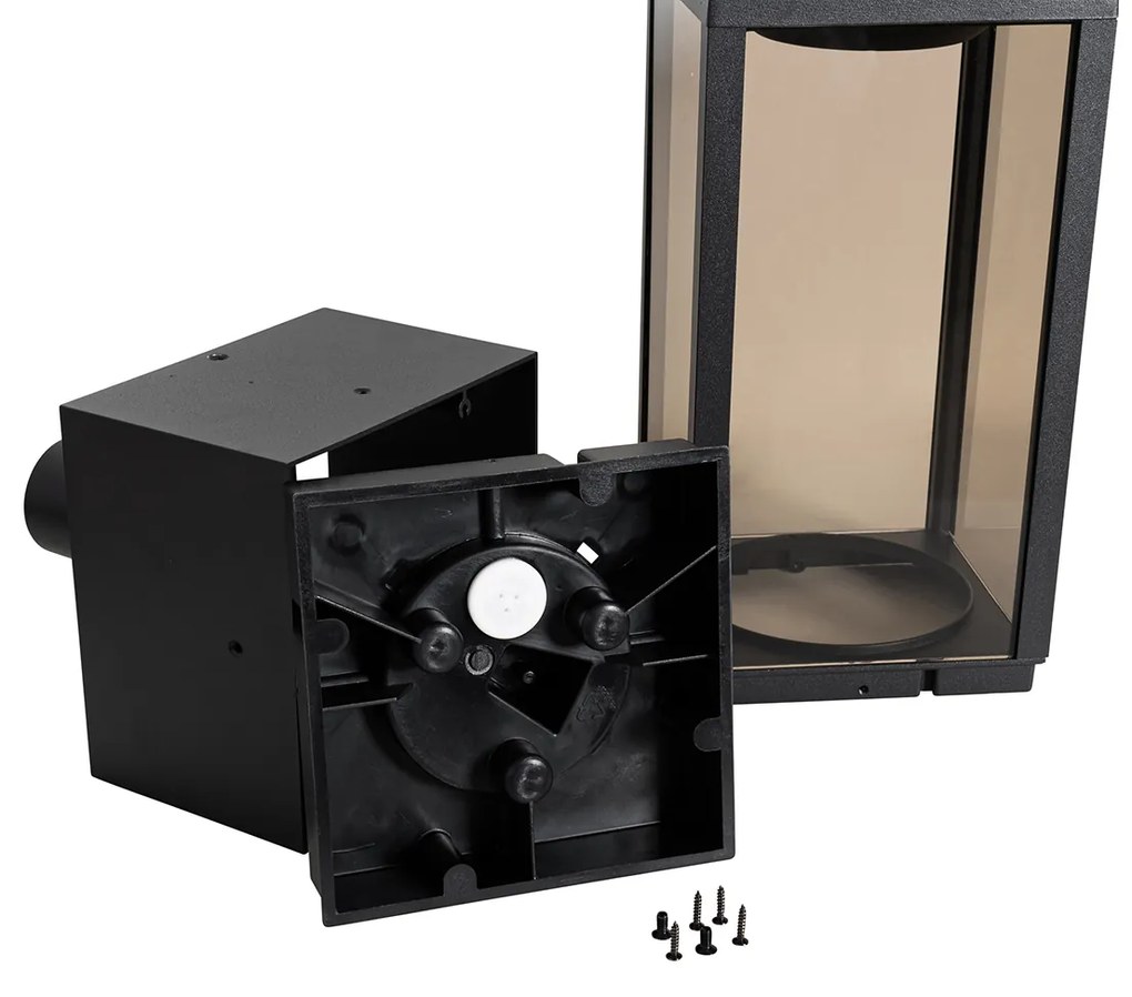 Candeeiro de pé exterior preto com vidro fumê 40 cm IP44 - Charlois