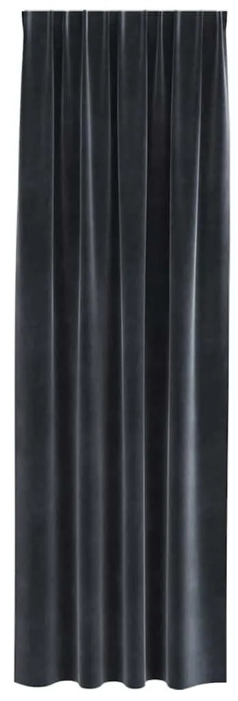 Cortinas Blackout com Faixa Superior 2 pcs Cinza Escuro Veludo