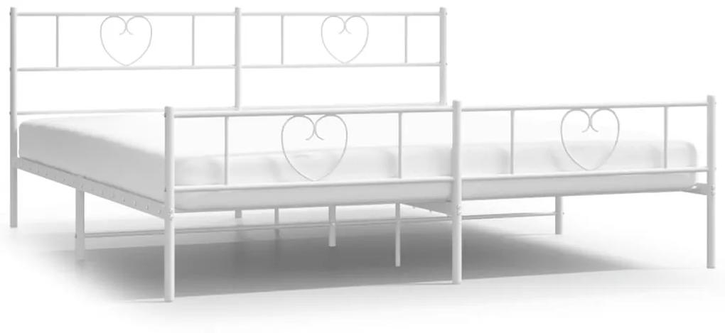 Estrutura de cama com cabeceira e pés 193x203 cm metal branco