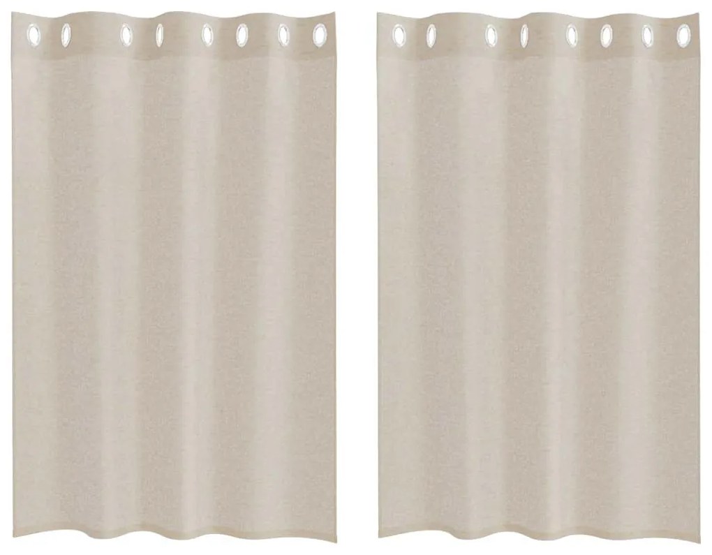 Cortinas com cortinas 2 pcs Areia 140 x 140 cm Poliéster