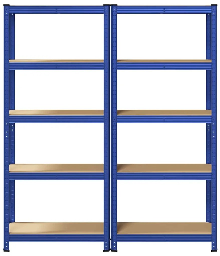 Prateleiras de armazenamento de 5 camadas 2 pcs aço azul