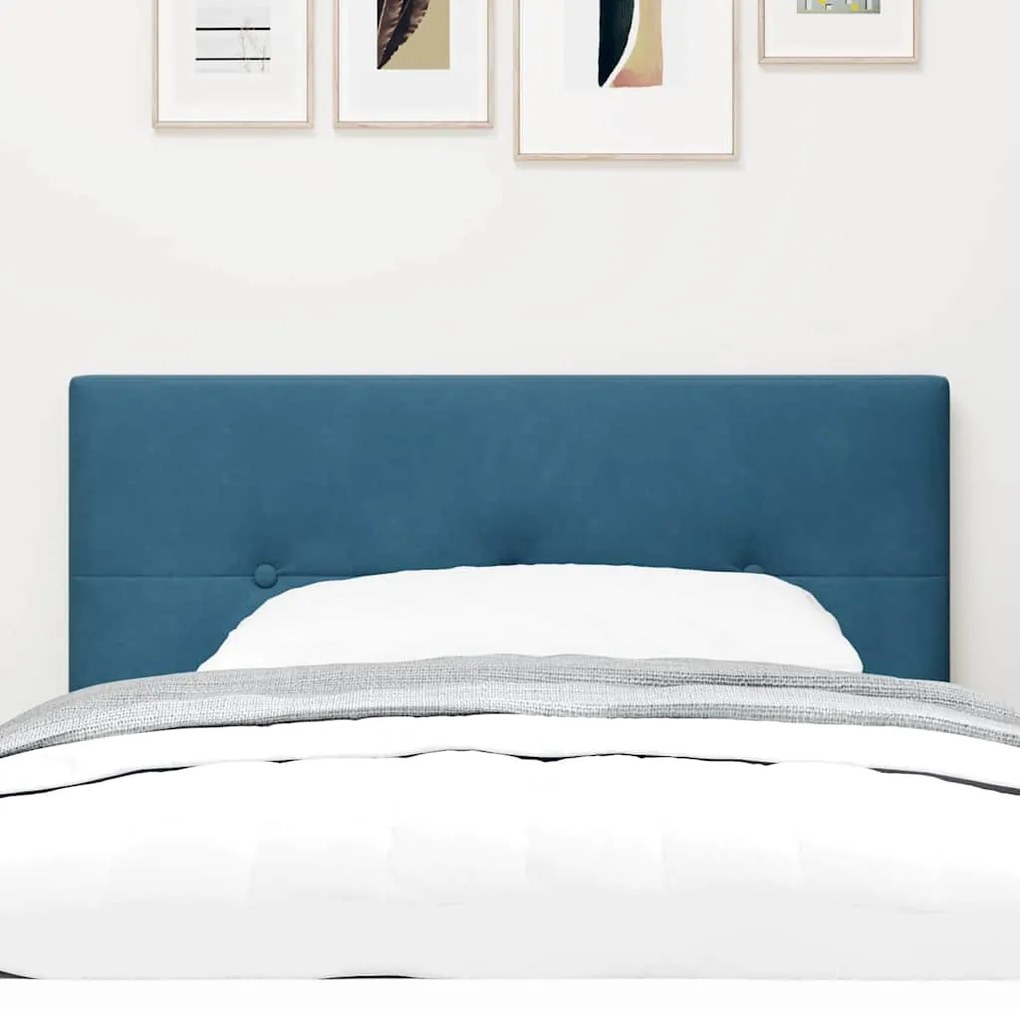 Cabeceira vidaXL com botões, estofada em veludo azul escuro, 80 cm