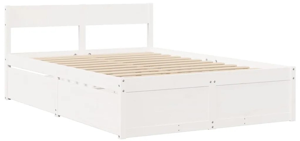 Cama sem colchão 120x190 cm madeira de pinho maciça branco
