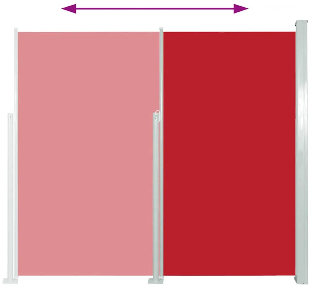 Toldo lateral retrátil para pátio 120x500 cm vermelho