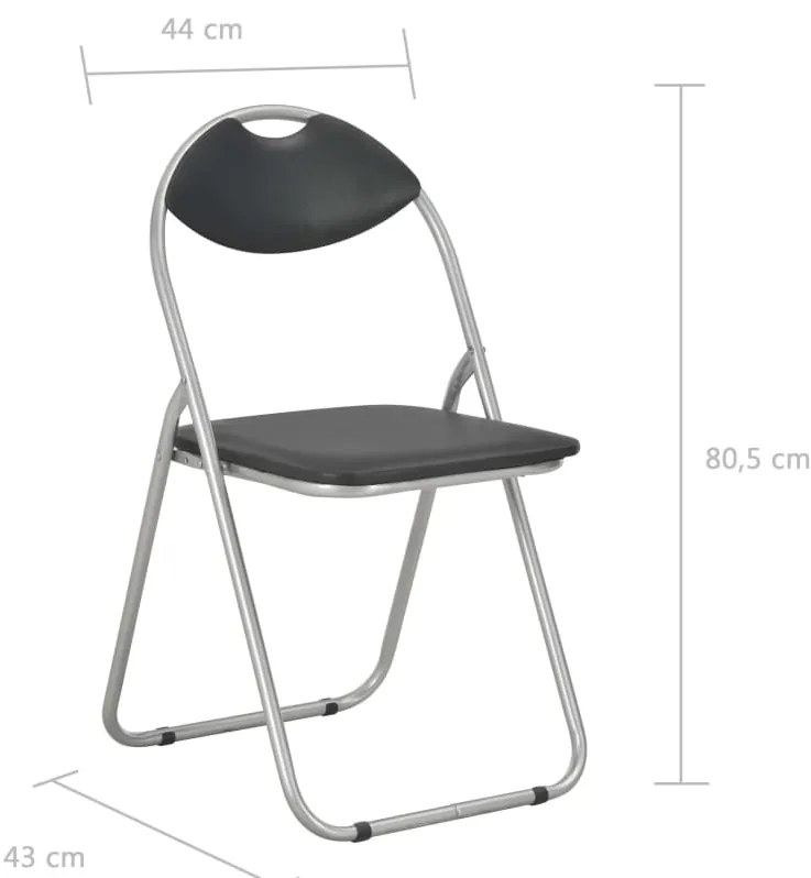 Cadeiras de jantar dobráveis 2 pcs couro artificial preto